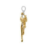 Beautiful Acrobat Lady With Her Magical Aerial Hoop Silver with 14K Gold Accent Pendent MPD5998 - Jewelry