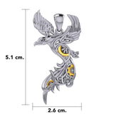 Steampunk Celtic Phoenix Silver and Gold Accent Pendant MPD5999 - Jewelry
