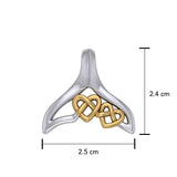 Celtic Whale Tail And Double Heart Silver With 14K Gold Accent Pendant MPD6054 - Jewelry