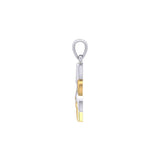 Celtic Whale Tail And Double Heart Silver With 14K Gold Accent Pendant MPD6055 - Jewelry