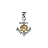 Celtic Heart With Anchor Silver With 14K Gold Accent Pendant MPD6056 - Jewelry