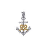 Celtic Heart With Anchor Silver With 14K Gold Accent Pendant MPD6056