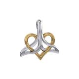 Whale Tail And Heart Silver With 14K Gold Accent Pendant MPD6057 - Jewelry