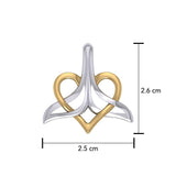 Whale Tail And Heart Silver With 14K Gold Accent Pendant MPD6057 - Jewelry