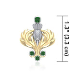 A noble elegance ~ Sterling Silver Scottish Thistle Pendant Jewelry in 18k Gold accent and Gemstones MPD682 - Jewelry