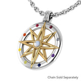Compass Gemstone Silver and Gold Pendant MPD683