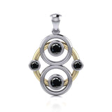 Triple Circles Blaque Silver and Gold Pendant MPD809