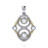 Triple Circles Blaque Silver and Gold Pendant MPD809 - Jewelry