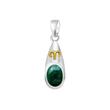 Aries Zodiac Symbol Silver and Gold Pendant MPD823 - Jewelry