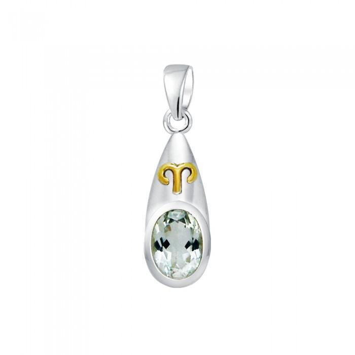 Aries Zodiac Symbol Silver and Gold Pendant MPD823 - Jewelry