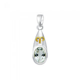 Aries Zodiac Symbol Silver and Gold Pendant MPD823 - Jewelry