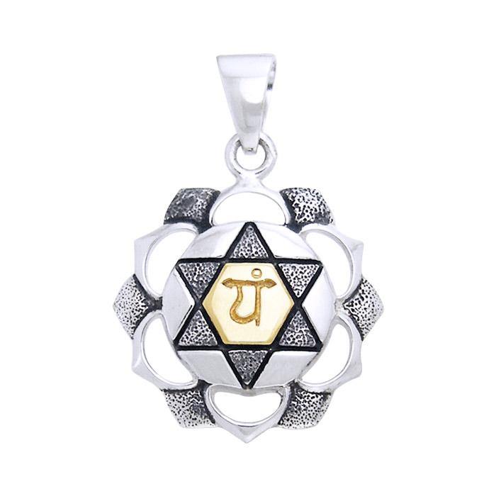 Anahata Heart Silver and Gold Chakra Pendant MPD908 - Jewelry