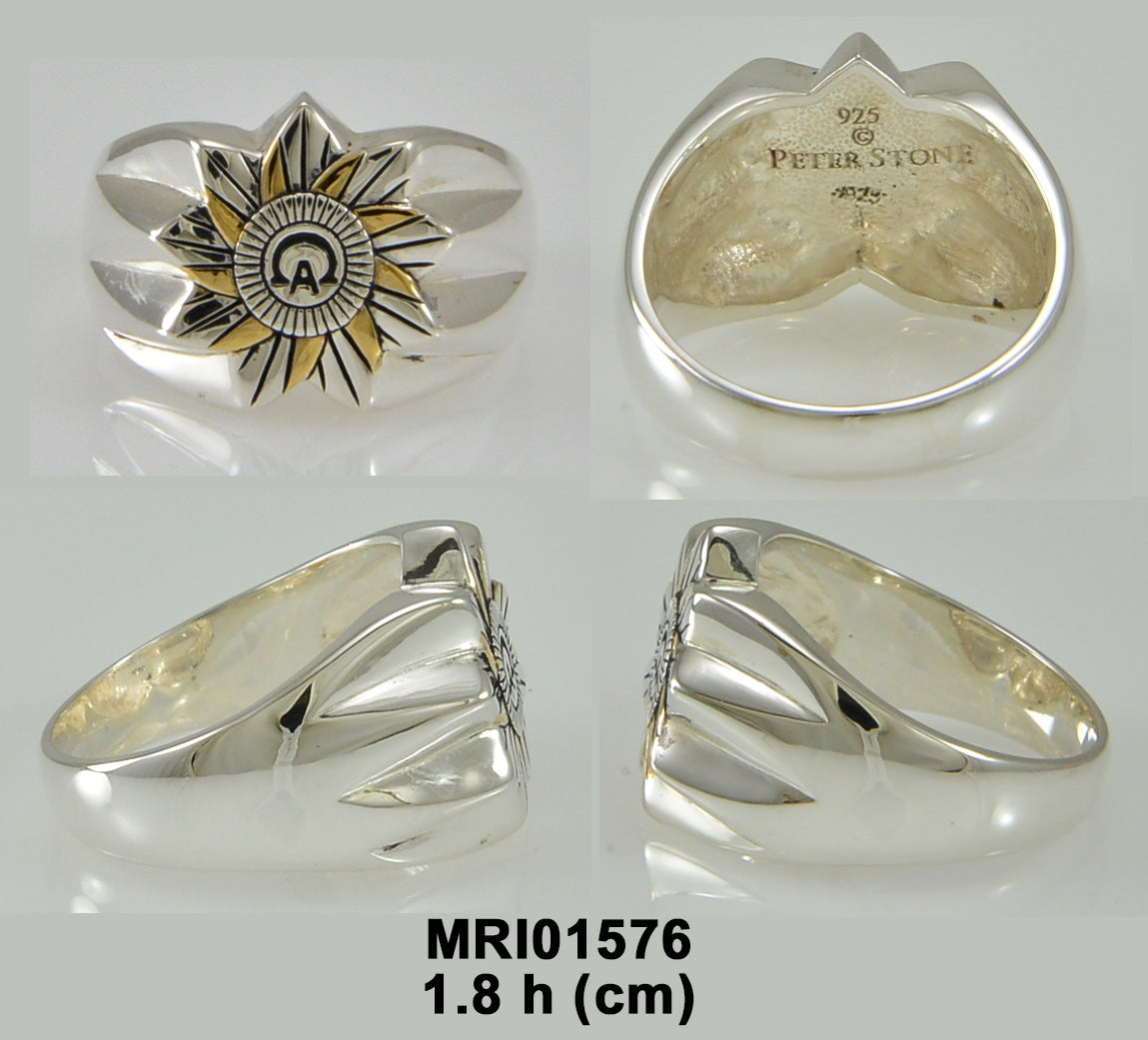 Alpha And Omega Sterling Silver and Gold Ring MRI1576