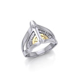 Whale Tail Steampunk Sterling Silver and Gold Ring MRI1266 - Jewelry