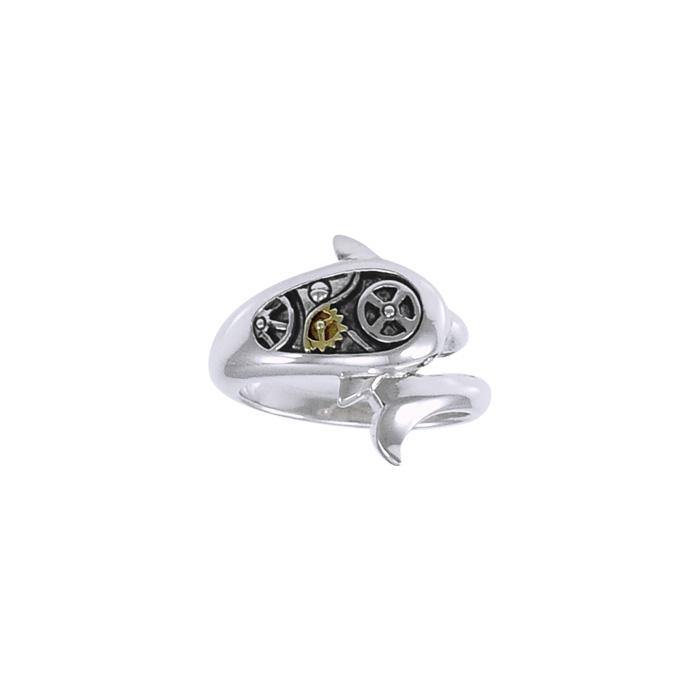 Dolphin Steampunk Silver and Gold Accent MRI1268 - Jewelry