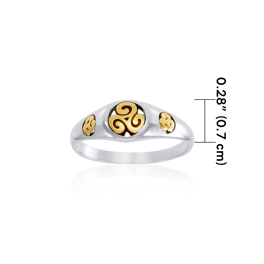 Triskelion Spiral Silver and Gold Ring MRI1585