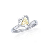 Heart with Celtic Trinity Knot Silver and Gold Ring MRI1785