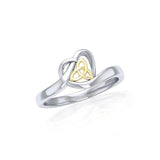Heart with Celtic Trinity Knot Silver and Gold Ring MRI1785 - Jewelry
