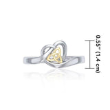 Heart with Celtic Trinity Knot Silver and Gold Ring MRI1785 - Jewelry