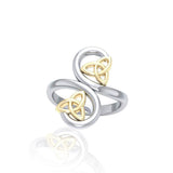 Celtic Trinity Knot Spiral Silver and Gold Ring MRI1786