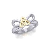 Celtic Trinity Knot on Ribbin Silver and Gold Ring MRI1787 - Jewelry