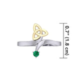 Celtic Trinity Knot with Round Gem Silver and Gold Ring MRI1788 - Jewelry