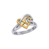 Celtic Wave Heart Silver With 14K Gold Accent Ring MRI2399 - Jewelry