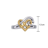 Celtic Wave Heart Silver With 14K Gold Accent Ring MRI2399 - Jewelry