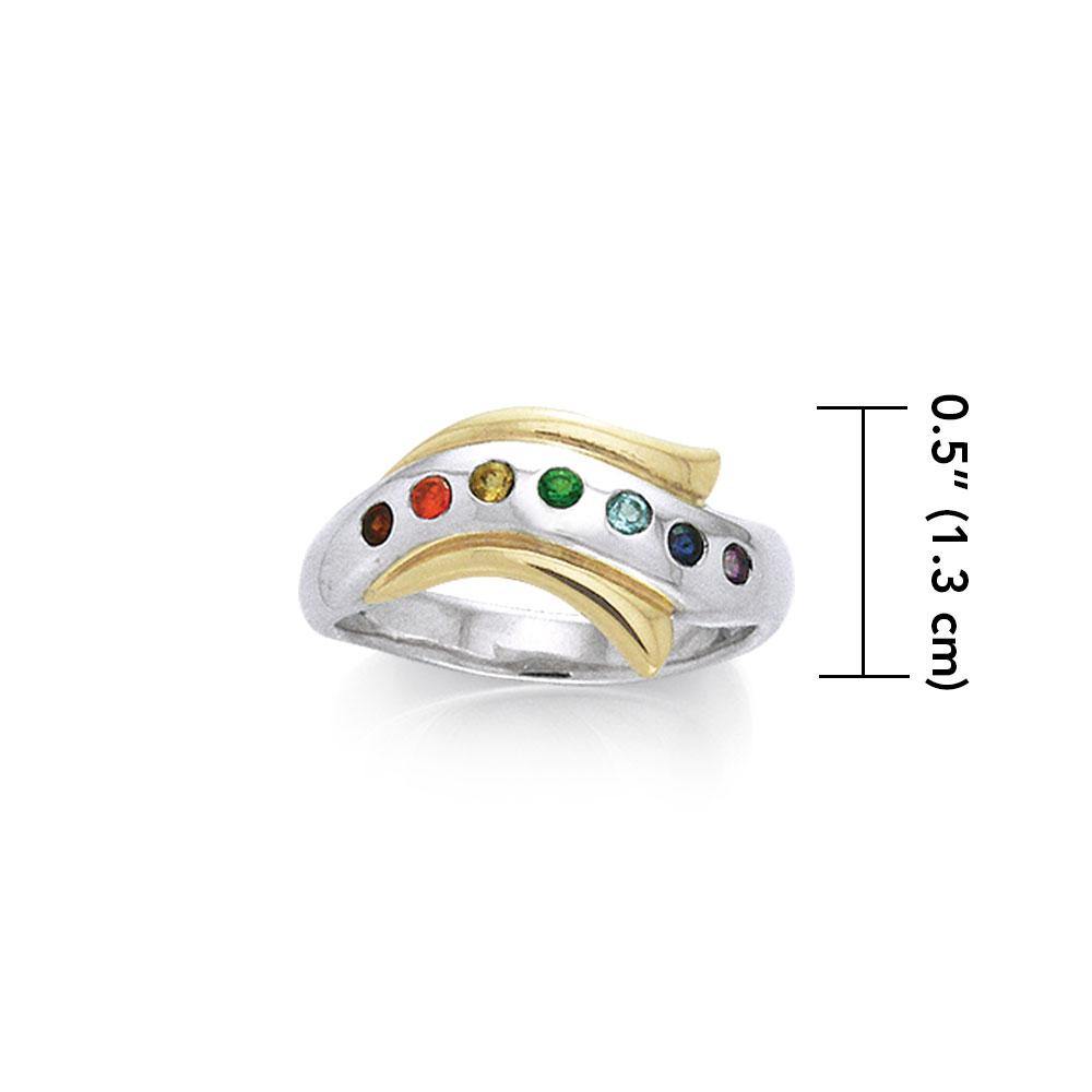 Silver and Gold Chakra Ring MRI489 - Jewelry