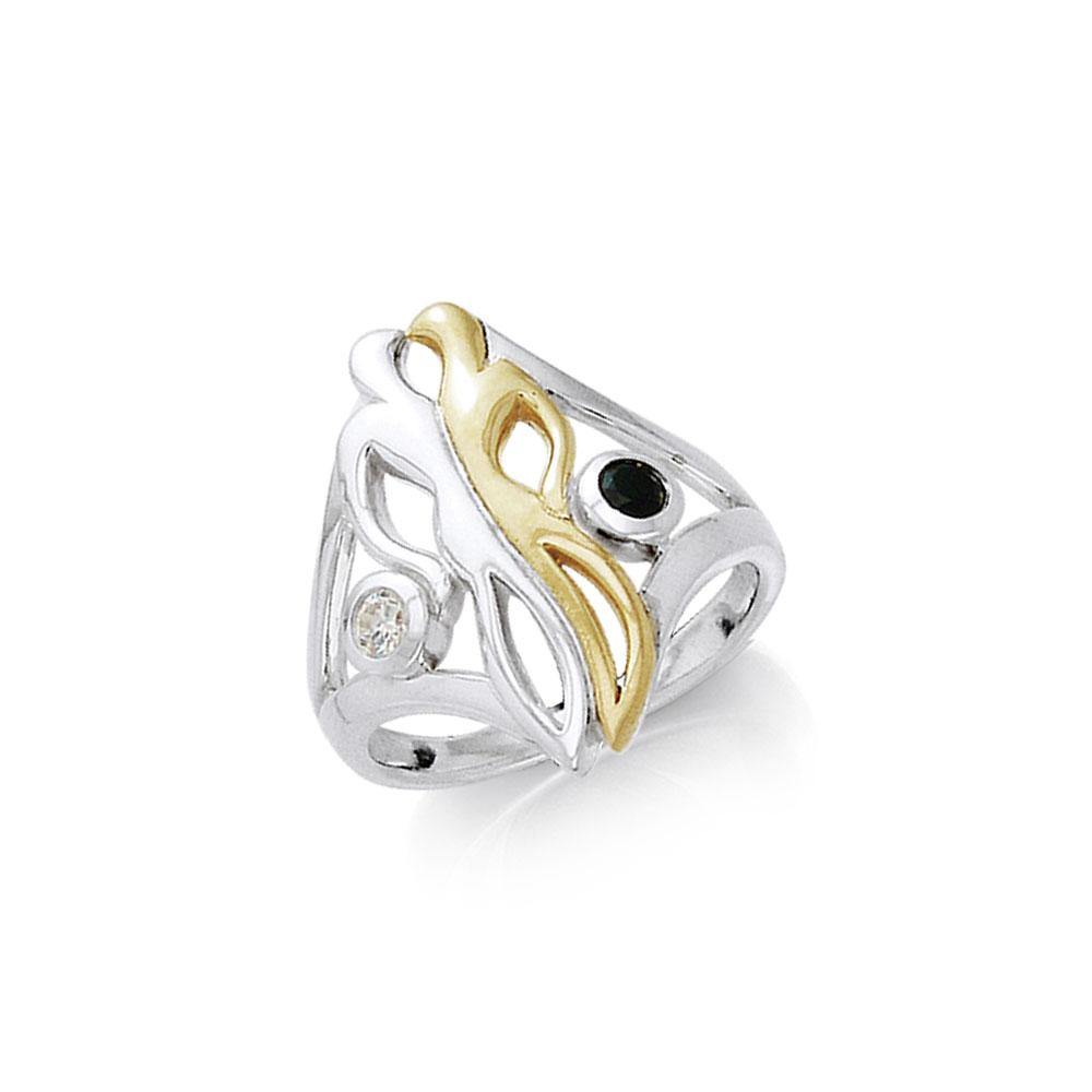Venus and Mars with Gems Silver and Gold Ring MRI555 - Jewelry