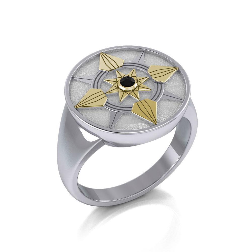Be a Star Silver and Gold Ring with Gemstone MRI625 - Jewelry
