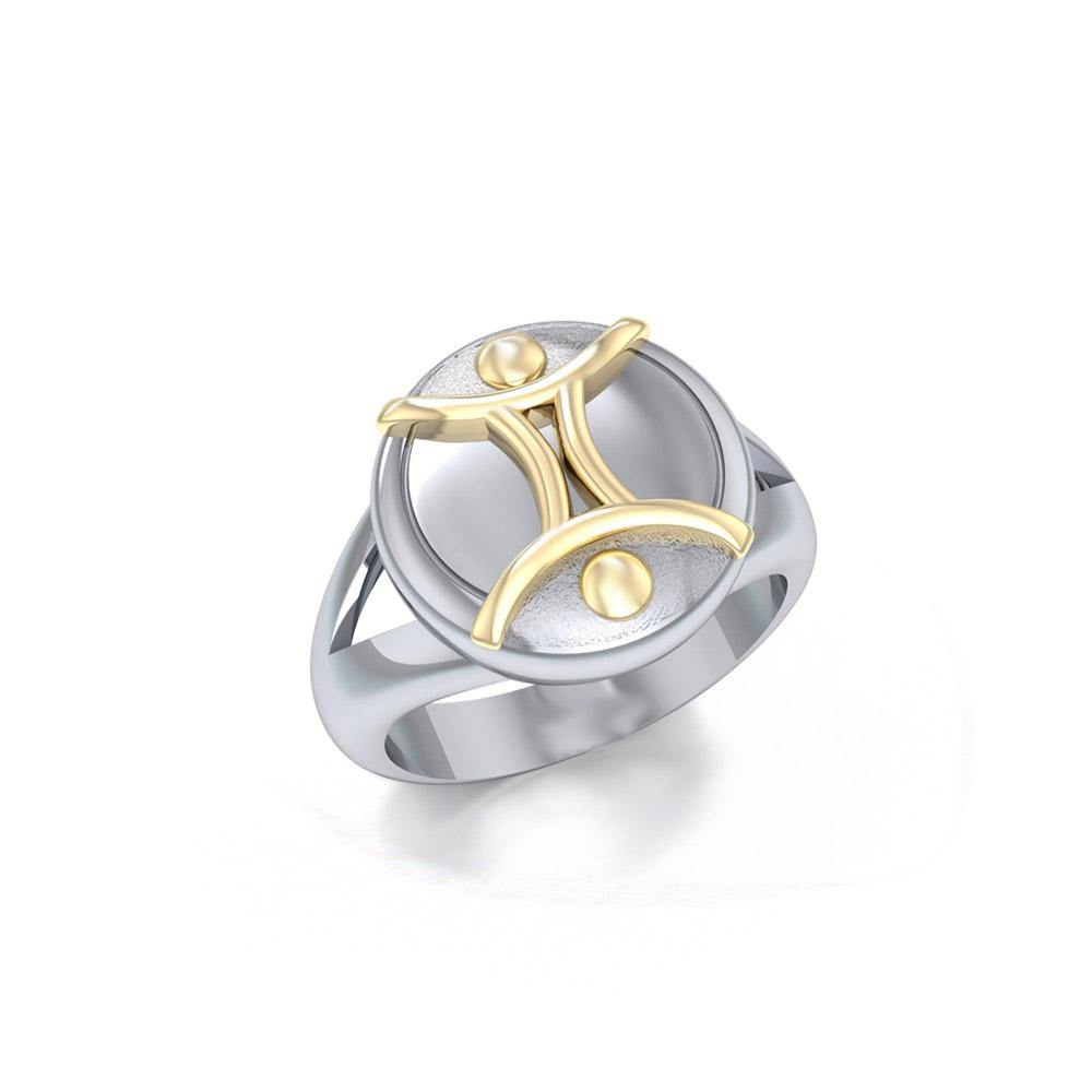 We Are All One Silver and Gold Ring MRI627 - Jewelry