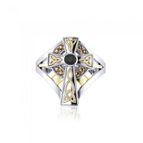 Braided Cross Sterling Silver Jewelry Ring with 18k Gold accent MRI654 - Jewelry