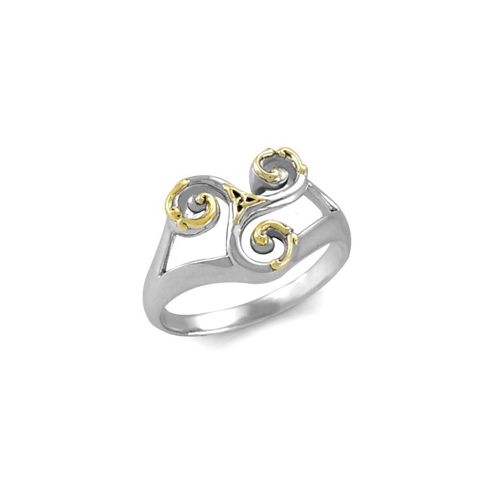 Celtic Triskele Silver and Gold Ring MRI660 - Jewelry