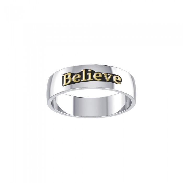Believe Silver and Gold Ring MRI698 - Jewelry