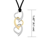 Triple Heart Silver and Gold Necklace MSE423 - Jewelry