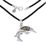 Steampunk Dolphins Sterling Silver Necklace Set MSE690P