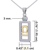 Libra Zodiac Sign Silver and Gold Pendant with Opal and Chain Jewelry Set MSE790 - Jewelry
