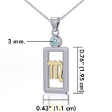 Scorpio Zodiac Sign Silver and Gold Pendant with Blue Topaz and Chain Jewelry Set MSE791 - Jewelry