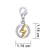 Zeus God Lightning Bolt Silver and Gold Clip on Charm MWC173