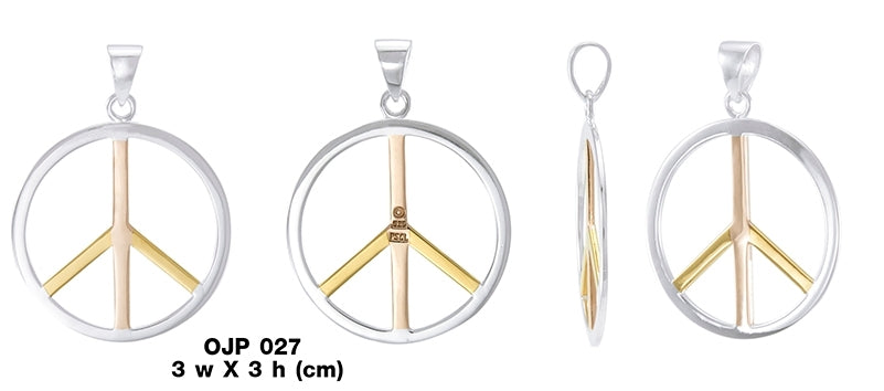 Peace Symbol Three Tone Pendant OJP027