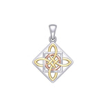 Celtic Four Point Knot Silver and Gold Accent Pendant OPD3934 - Jewelry