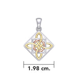 Celtic Four Point Knot Silver and Gold Accent Pendant OPD3934 - Jewelry