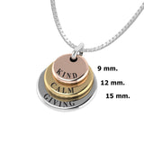 3 Words That Matter Triple Round Yellow Gold, Rose Gold and Silver Charm OSE757P Custom - Jewelry