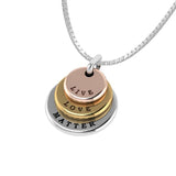 3 Words That Matter Triple Round Yellow Gold, Rose Gold and Silver Charm OSE757P Custom - Jewelry