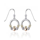 Irish Claddagh Three Tone Dangle Earrings OTE126