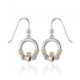 Irish Claddagh Three Tone Dangle Earrings OTE126 - Jewelry
