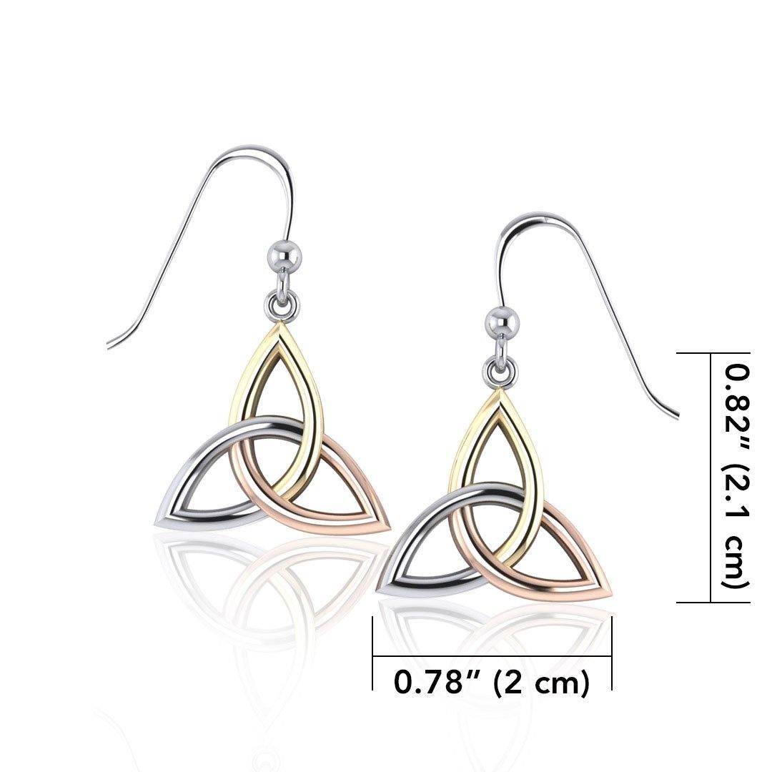 Celtic Knotwork Three Tone Triquetra Earrings OTE128 - Jewelry