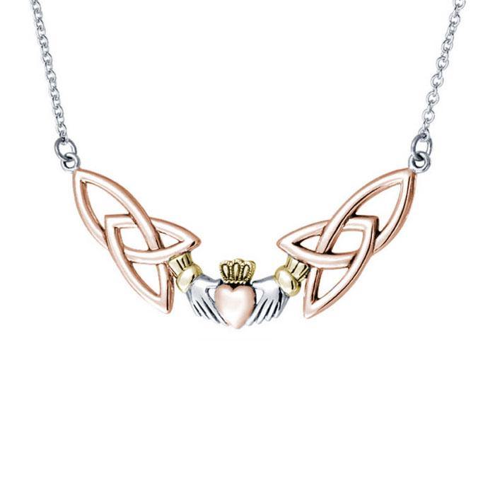 Celtic Claddagh Trinity Knot Three Tone Necklace OTN093 - Jewelry
