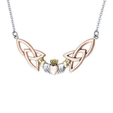 Celtic Claddagh Trinity Knot Three Tone Necklace OTN093 - Jewelry